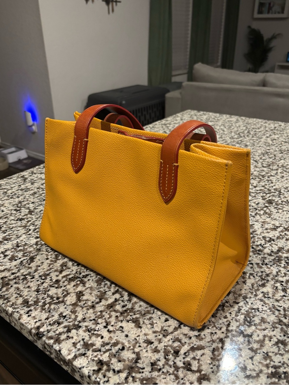 Dooney & Bourke Yellow Leather and Brown Satchel - Picture 4 of 9